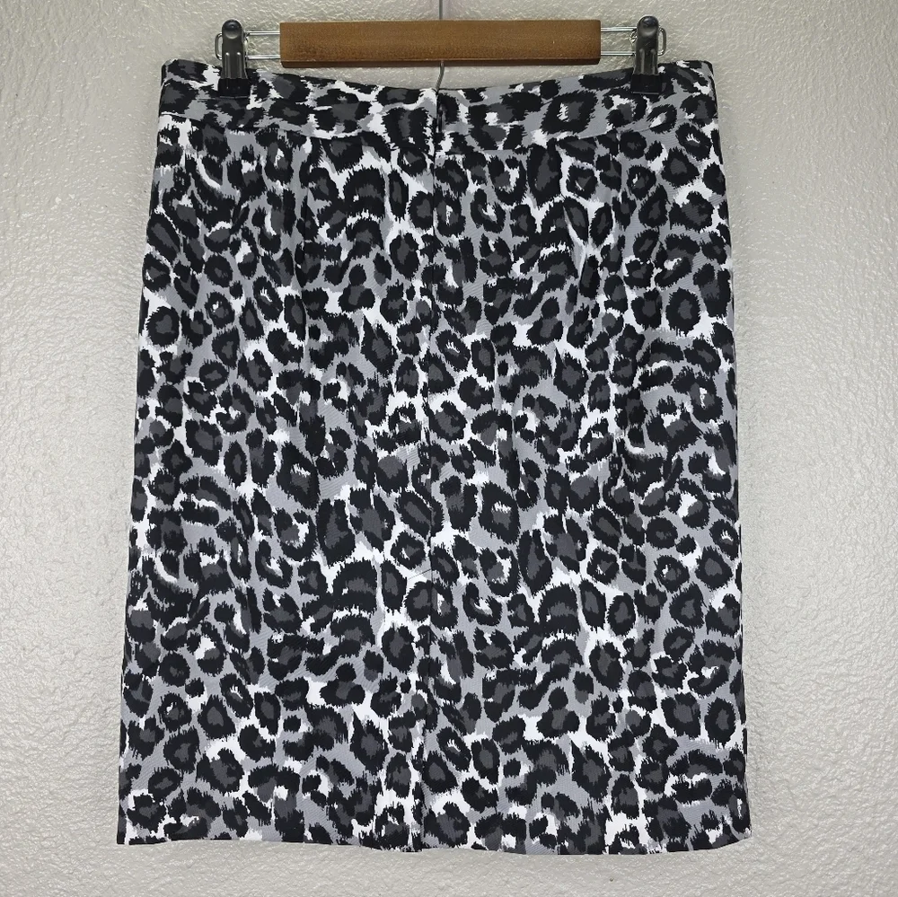 Michael Kors Womens Leopard‎ Animal Print Lined Pencil Skirt Buckle Slit Size 8